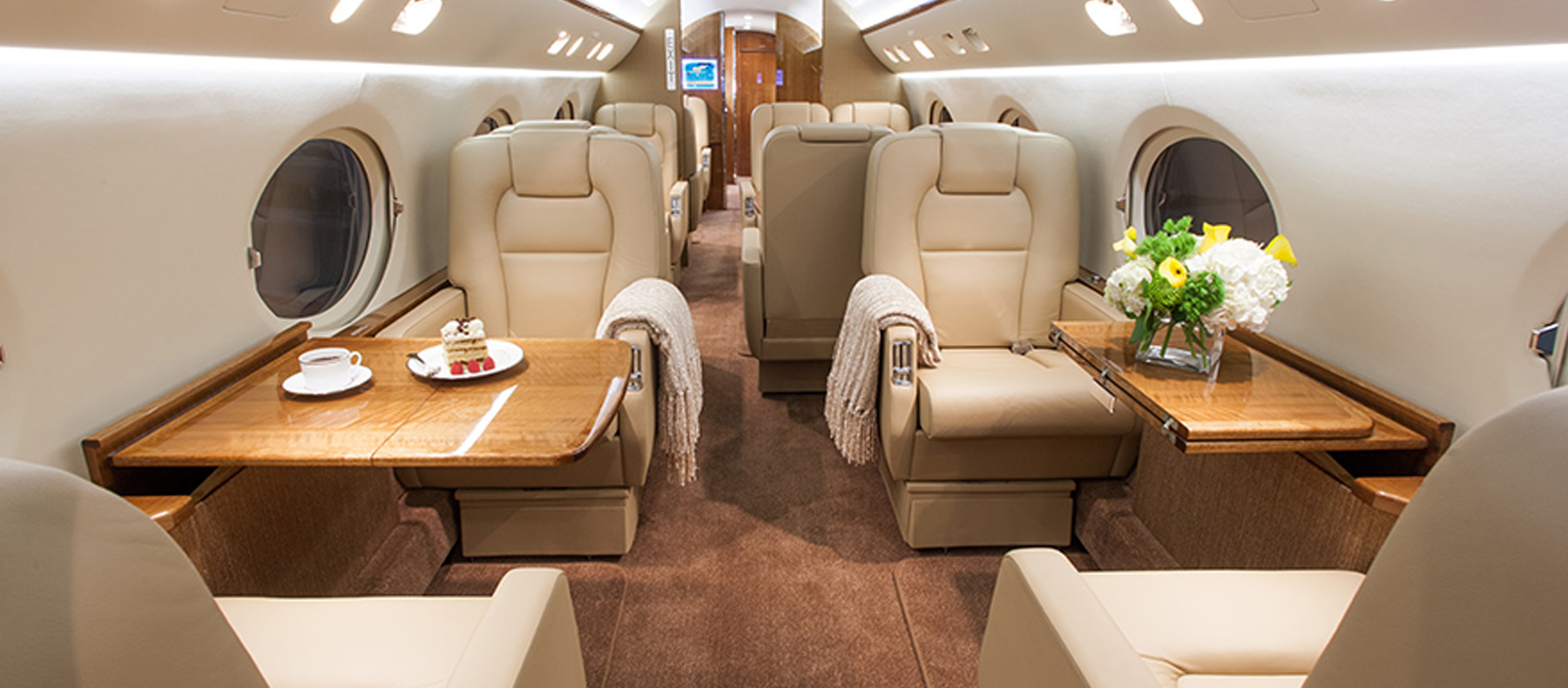 Cabin of a Gulfstream IV at Priester Aviation.