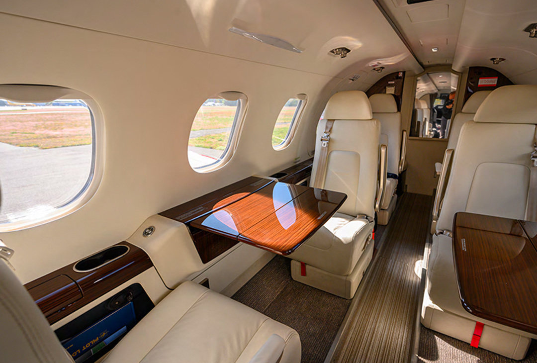 Cabin of a Phenom 300 at Priester Aviation.